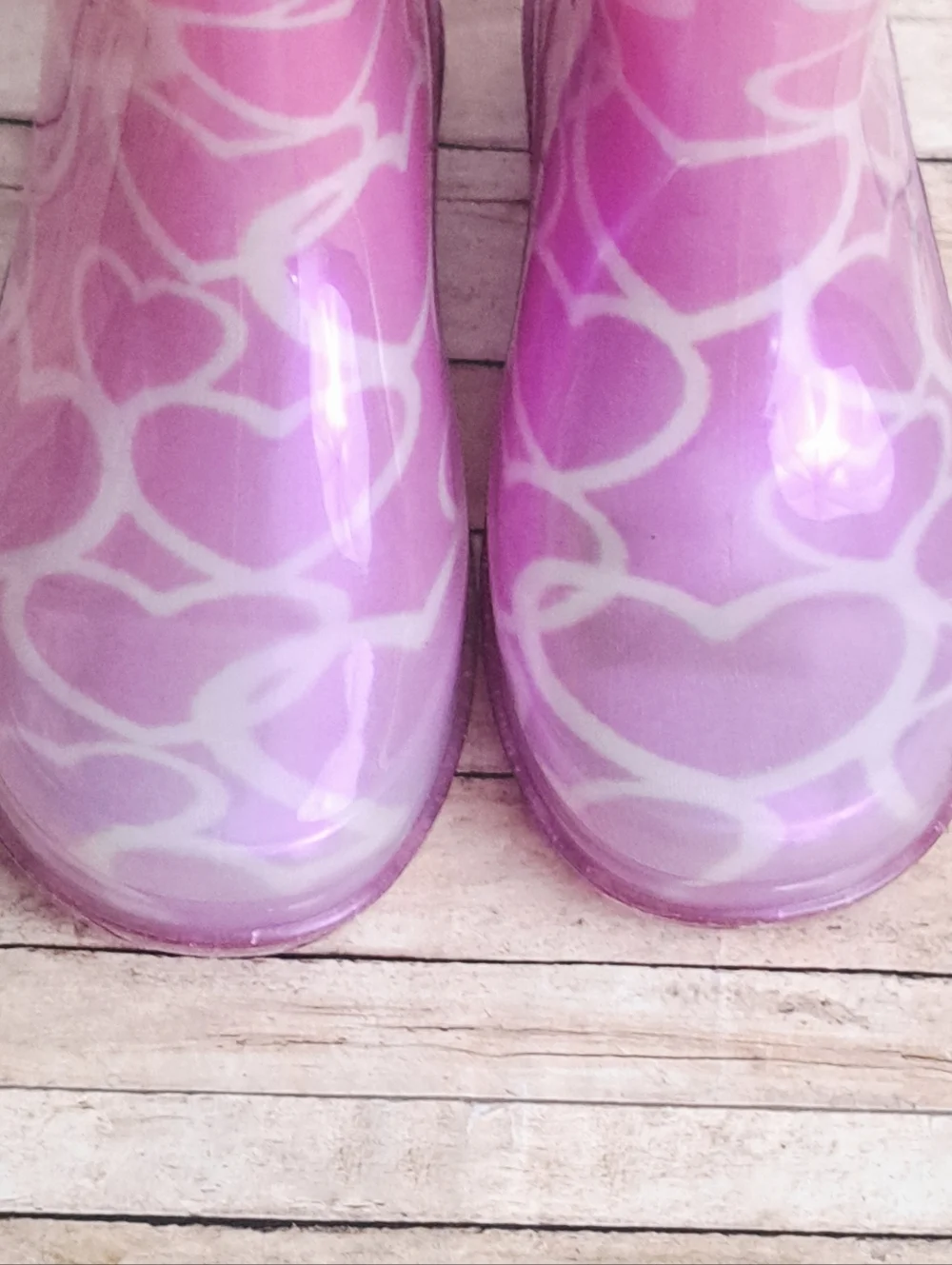 Western Cheif Lighted Up Girl's Pink Heart Pattern Rain Boots Size 8
